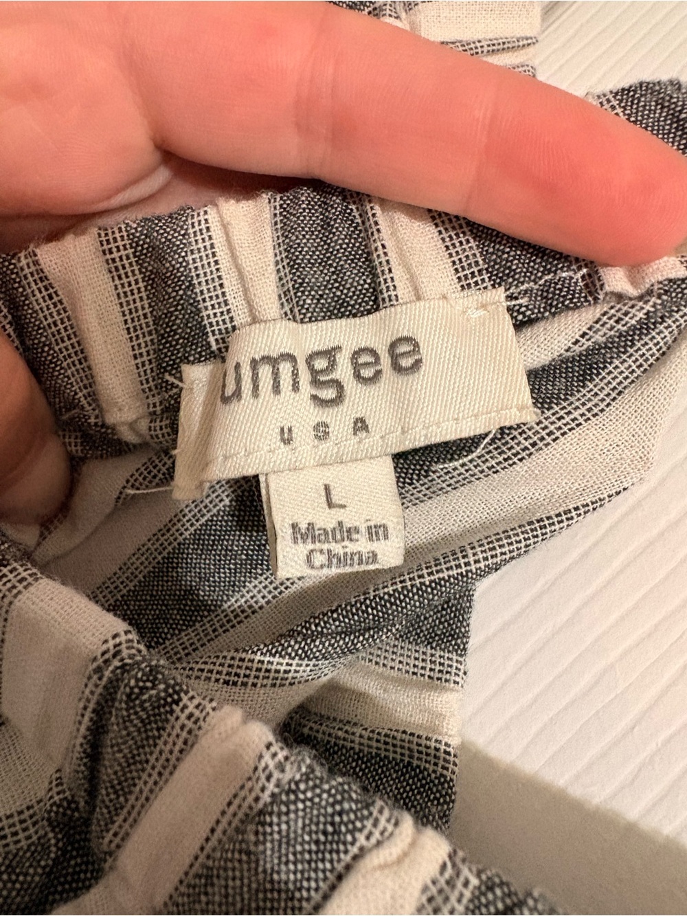Umgee Women's Grey and White Striped dress - Large